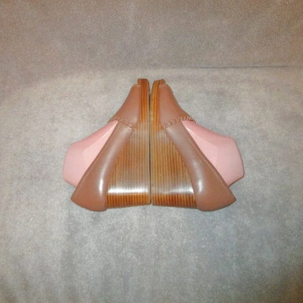 Jack Rogers Palmer Stacked Wedge Sandals Womens Size 10 Whipstitched Leather